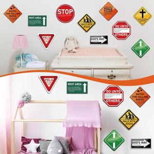 Christian Road Signs Wall Decal Traffic Street Signs Stickers Stop Street Transportation Calcomanías de vinilo para pared para dormitorio Aula - Product Image 6