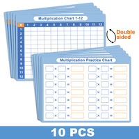 Tableaux de Multiplication Effaçables Recto-Verso Format A4 (10 Unités) pour la Pratique Orale et l'Amélioration des Compétences Mathématiques - Vente Flash