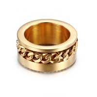 Anillos Giratorios de Acero Inoxidable con Baño de Oro y Circonitas para Hombre y Mujer, Anillos Antiestrés