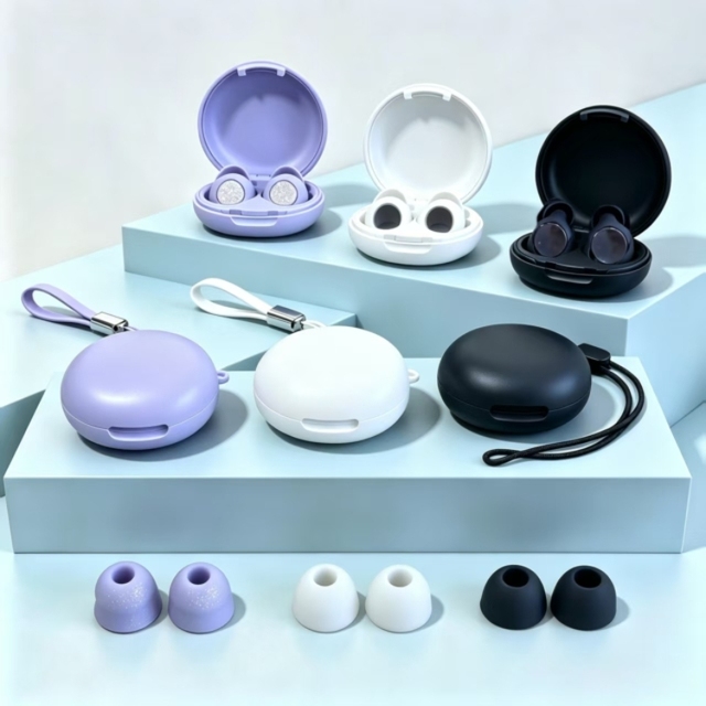 Premium Purple Silicone Earplugs for Sleeping, Ergonomic In-Ear Fit with Charging Case for All-Day Comfort