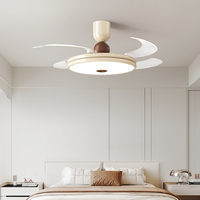 Lustre haut décoratif moderne de 42 pouces Led China Lampe de ventilateur de plafond rétractable avec lumières et télécommande et haut-parleur BT