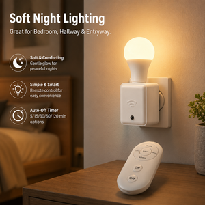 Adaptateur de douille de lampe E27 à télécommande avec minuterie à 5 niveaux, support de lampe sans fil avec interrupteur de minuterie pour chambre, couloir, escalier - Product Image 3
