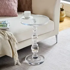 Luxury Acrylic Coffee Table Unique Modern Style Gold Round Clear Acrylic Side End Table For Living Room