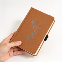 Carnet A5 avec couverture textile, motif floral brodé, couverture rigide, journal de voyage, cadeau