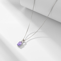 Collier pendentif en argent sterling 925 plaqué or avec mini zircon cubique, charme solitaire délicat en améthyste CZ, vente en gros de bijoux