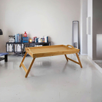 Table de lit portable en bambou sculpté, design à pieds pliants, rangement alimentaire, style américain, type sur pied, pour la maison et le bureau