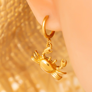 SUMMLY Vintage personalizado océano 18K chapado en oro pendientes de acero inoxidable oreja Clip mujeres joyería de moda fina - Product Image 3