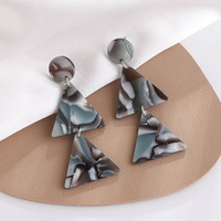 Nouvelles boucles d'oreilles pendantes SDEL personnalisées pour femme, motif léopard, pendentif géométrique à aiguille argentée, plaque en acétate, double triangle coloré