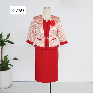 Traje Formal de Dos Piezas para Mujer, Talla Grande, con Pedrería Morada en Contraste, Diseño Floral, Antiarrugas, Largo hasta la Rodilla, para Oficina o Iglesia - Product Image 3