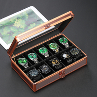 Boîte et étui de rangement pour montres en alliage d'aluminium pour hommes, avec fenêtre transparente en verre or rose, 3, 5 ou 10 emplacements, personnalisable