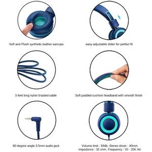 Casque audio supra-auriculaire de luxe Hi-Fi USB-C Type-C avec serre-tête réglable, pliable, filaire, pour enfants, avec micro, <span class=keywords><strong>armature</strong></span> équilibrée, étanche IPX-2 - Product Image 2