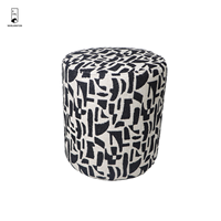Pouf cylindrique moderne abstrait, tabouret rembourré rond, repose-pieds, tabouret d'appoint multifonctionnel pour salon et chambre à coucher
