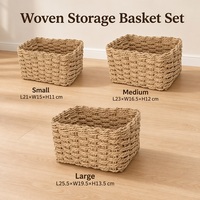 Panier de rangement tressé rustique CF en corde de papier naturelle, ensemble de 3 paniers de rangement Cesto Organizador (grands, moyens et petits) pour salle de bain