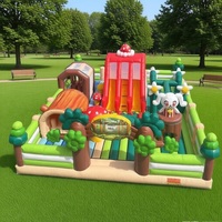 Parc d'attractions gonflable commercial géant pour enfants et adultes, avec château gonflable, toboggan et parcours d'obstacles
