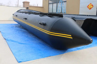 Bateau gonflable noir en aluminium de 9m, bateau de sauvetage à rames