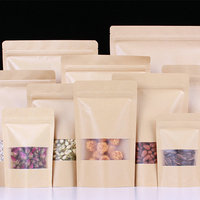 Sachet Doypack Personnalisé en Papier Kraft Brun et Blanc, Imprimé par Gravure, en Matériaux Recyclés, avec Fenêtre et Fermeture Zip, Solution d'Emballage Alimentaire