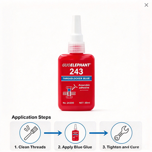 กาวล็อคเกลียว SL343 GUOELEPHANT 243 สีน้ำเงิน กาวแอนแอโรบิก ป้องกันเกลียวหลวม สำหรับยึดติดชิ้นส่วนเครื่องจักรกล - Product Image 1