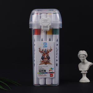 مجموعة علامات مخصصة من البلاستيك الناعم برأسين 12 لون قابلة للغسل قلم ألوان مائية للطلاب والرسم للأطفال - Product Image 6