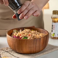 Ensemble de bols de service en bois écologiques jetables, faits à la main, grands et solides, pour salades et légumes