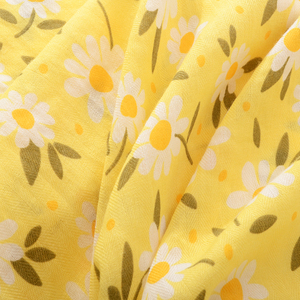 Sciarpe marmitta in cotone morbido stile coreano nuovo arrivo Design personalizzato scialli sciarpa in cotone stampato fiore <span class=keywords><strong>giallo</strong></span> limone brillante - Product Image 3