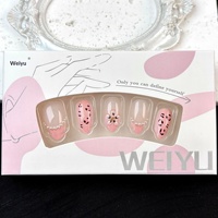 Autocollants 3D en résine Weiyu pour ongles, motif léopard rose perlé, pour femmes, origine Zhejiang, abricot court