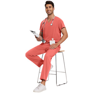 42025 uniformes médicos de lujo Unisex con cuello en V de Moda Ropa al por mayor mujeres y hombres uniforme médico envolvente para mujeres - Product Image 1