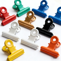 Pince à documents en métal antirouille à tête ronde couleur bonbon, pince à longue queue pour classification de documents de bureau et reliure de factures
