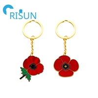 Émail personnalisé N'oublions pas le drapeau du jour du Souvenir coquelicot porte-clés porte-clés pour la fête des anciens combattants porte-clés coquelicot personnalisé porte-clés