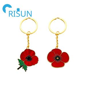 Émail personnalisé N'oublions pas le drapeau du jour du Souvenir coquelicot porte-clés porte-clés pour la fête des anciens combattants porte-clés coquelicot personnalisé porte-clés - Product Image 3