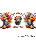 LETOP 1 buah stiker Tumbler motif sapi Highland Wallen bunga tahan air dapat dicuci untuk 16oz Libbey UV transfer bungkus DTF