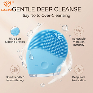เครื่องทำความสะอาดผิวหน้า PAKISS แบบมือถือ กันน้ำ สำหรับใช้ในบ้าน พร้อมระบบสั่นสะเทือนขนาดเล็ก ขนแปรงนุ่ม ทำจากซิลิโคน - Product Image 4