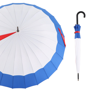 24 ribs Patriotic Stick Umbrella Auto Open Windproof Long Umbrella with <b>J</b> <b>Hook</b> Handle France National Flag Sun Rain Umbrella - Product Image 2