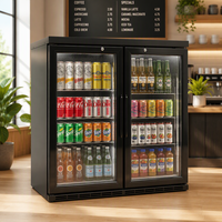 Réfrigérateur à boissons avec double porte vitrée pour comptoir de bar, refroidissement par air, idéal pour hôtels et restaurants