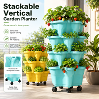 Jardinière Verticale Empilable Esthétique sur Roues, Écologique, pour Plantes Succulentes, avec Trous de Drainage, Décorative et Moderne