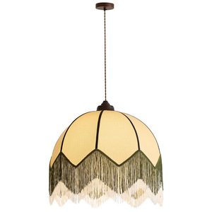 Luminaire suspendu rond en tissu à pampilles de style rétro français, LED E26 à tête unique, pour maison, hôtel, salle d'exposition - Product Image 5