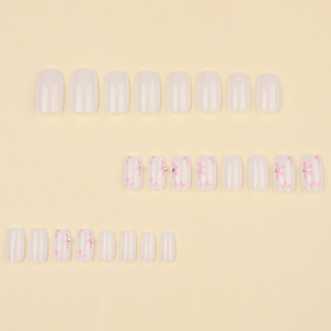 24 Uds moda <span class=keywords><strong>blanco</strong></span> <span class=keywords><strong>rosa</strong></span> amor medio venta al por mayor <span class=keywords><strong>uñas</strong></span> postizas prensa <span class=keywords><strong>uñas</strong></span> <span class=keywords><strong>palo</strong></span> de lujo en las <span class=keywords><strong>uñas</strong></span> - Product Image 3