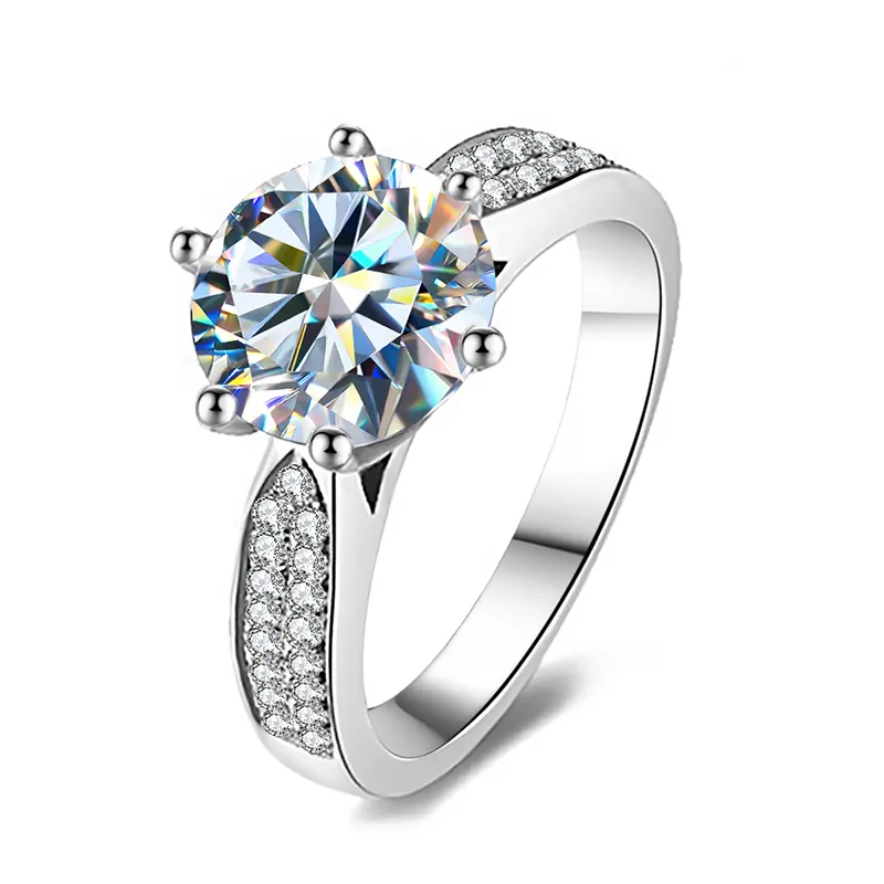 Gra certificado solitaire diamante moissanite anel 925 prata esterlina 1 2 ct quilate vvs corte redondo para as mulheres noivado jóias finas