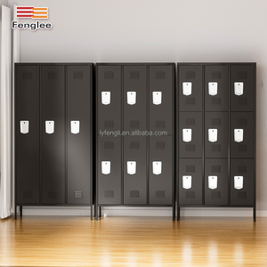 Armoire de vestiaire métallique personnalisée à 6 portes avec cadenas pour l'école, armoire en acier noire à 3 portes - Product Image 5