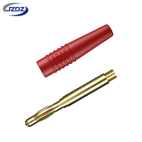JZDZ 2,5mm Geschweißter Vergoldeter Bananenstecker mit PVC-Isolierhülle 30Vac-60Vdc/Max.10A J.10006