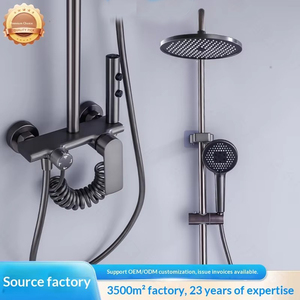 Pommeau de douche mural moderne en acier inoxydable à double poignée avec barre coulissante, puissant et innovant pour salle de bain - Product Image 3