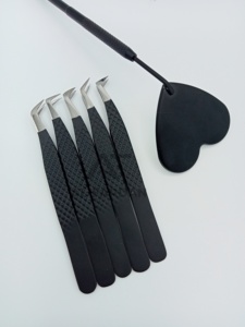 Professional Eyelash Extension Tweezers <b>Black</b> Matte 45 65 90 Degree <b>Boot</b> Sustainable Stainless Steel Volume <b>Boot</b> Lash Tweezer - Product Image 3