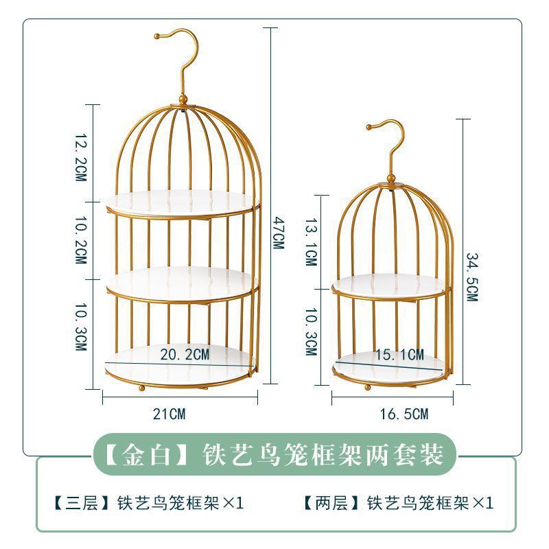 cage à oiseaux en deux pièces blanc doré