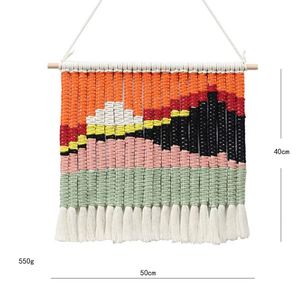 Tapiz de Pared Rectangular Bohemio de Macramé, Tejido a Mano con Patrón de Hojas Fluorescentes, Cuerda de Algodón Ecológica, Lavable, Decoración del Hogar - Product Image 6