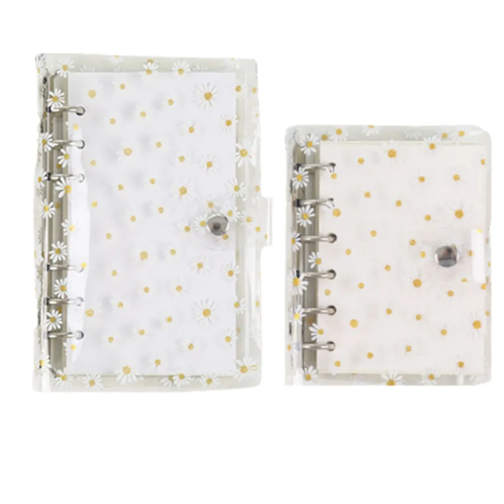 A6 A7 Cute Daisy PVC Binder Cover Snap Button Closure Notebook Agenda Cover Loose Leaf 6 Ring Binders Diary Planner Protector