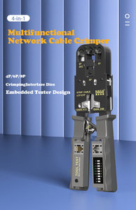Kit d'outils réseau 4-en-1 : Pince à sertir + Testeur de câbles + Dénudeur + Coupe-câbles |   Kit d'outils de sertissage <span class=keywords><strong>RJ45</strong></span> à cliquet pour CAT5e/CAT6 - Product Image 2