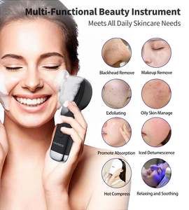 Appareil de nettoyage du visage en silicone, lumière rouge et bleue, vibration, compresse chaude et froide, outil de massage électrique, batterie intégrée - Product Image 4