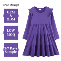 Robe longue Nouveaux styles à la mode pour le printemps et l'automne Robe pour filles solides Robes de princesse personnalisables à manches longues pour filles
