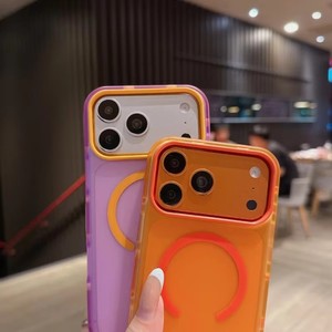 เคสโทรศัพท์แม่เหล็กเรนโบว์บัมเปอร์นีออนสำหรับ iPhone 17 16 15 Pro Max แบบด้านไล่เฉดสีโอเบร ฝาหลังโลหะเคลือบฟรอสติ้ง ป้องกันเลนส์ สำหรับสาวๆ - Product Image 6