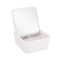 Boîte à maquillage portable pliable en plastique avec logo personnalisé, miroir de maquillage de voyage, boîte de rangement pour cosmétiques et bijoux personnalisée
