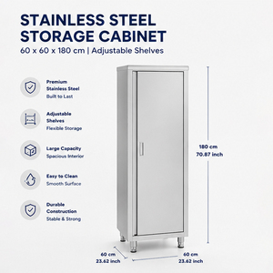 Armoire de rangement en acier inoxydable pour cuisine commerciale, armoire de rangement sur pied, armoire à portes coulissantes, organisateur en métal pour restaurant - Product Image 2